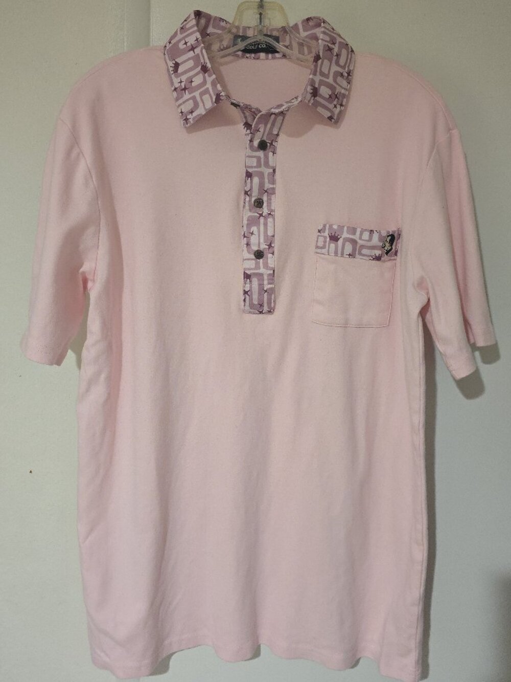 Nation Golf Co Pink Golf Polo Shirt Mens XL Novelty Print Collar